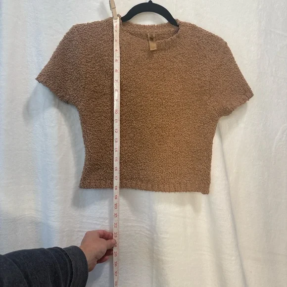 SKIMS Cozy Collection Cottagecore Brown Textured Crop Top - Picture 7 of 8